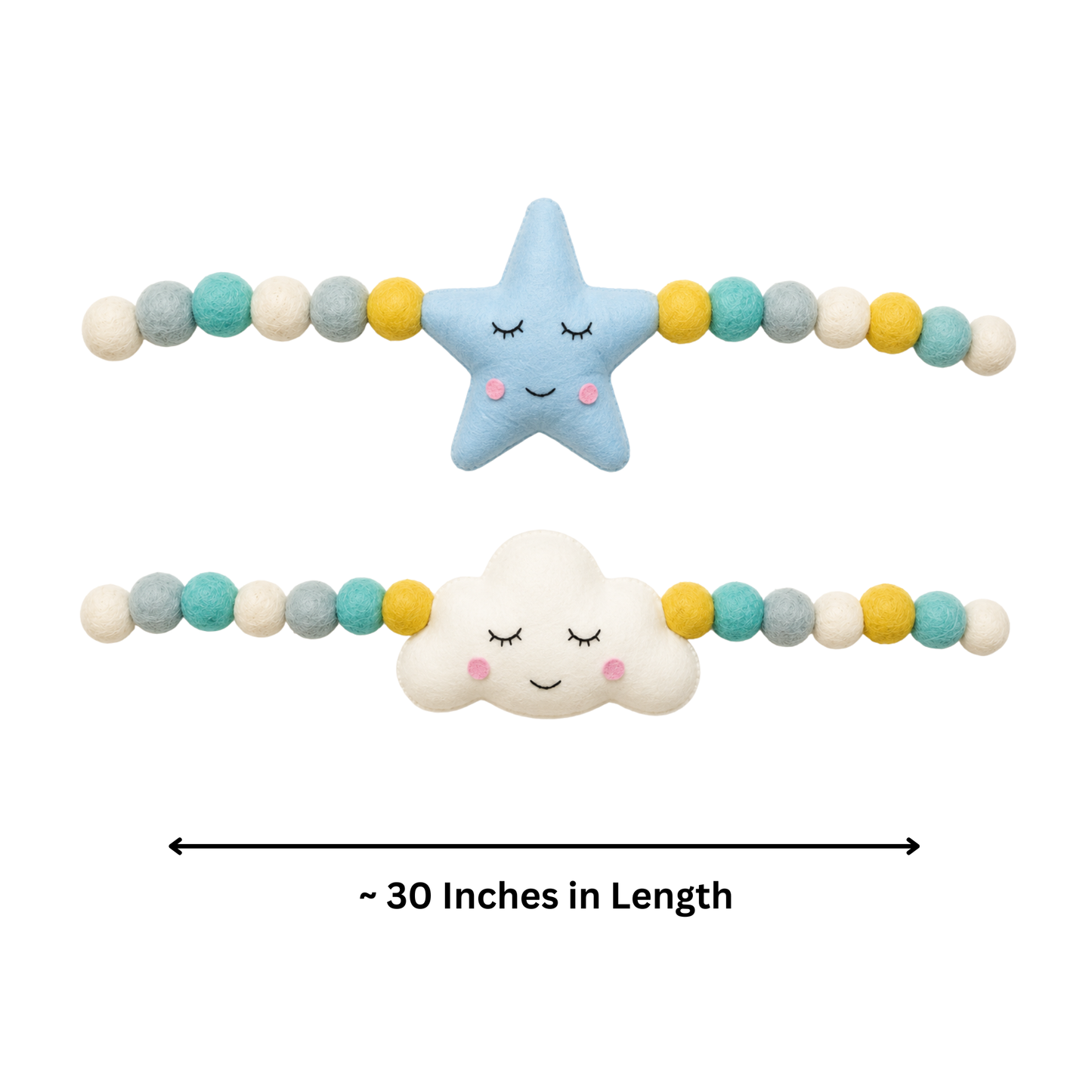 Star & Cloud Curtain Tie Pair