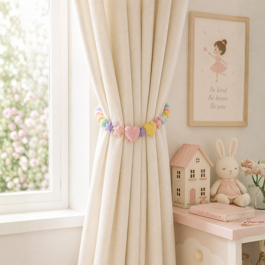 Star & Hearts Curtain Tie Pair