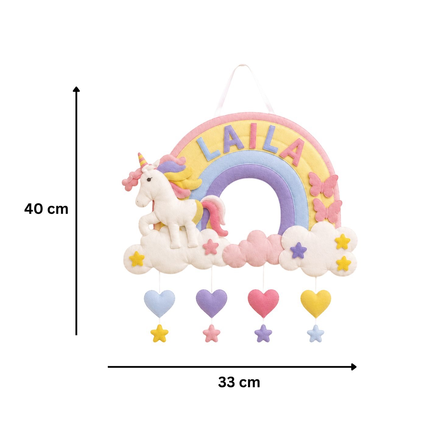 Rainbow Unicorn Dreams Personalised Wall Hanging