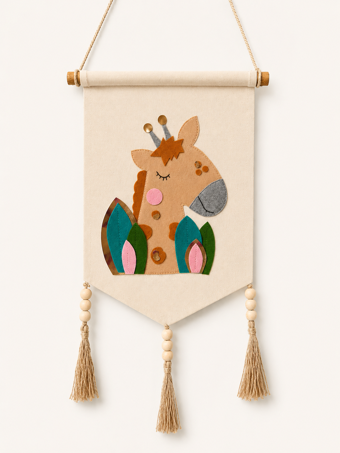 Baby shower giraffe wall hanging pebbles and patches