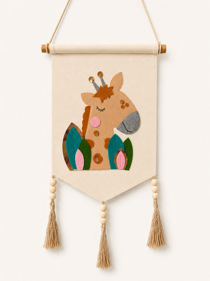 Baby shower giraffe wall hanging pebbles and patches