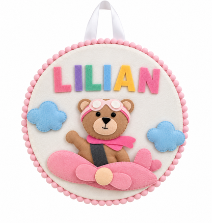 Teddy’s Sky Adventure Personalised Wall Hanging