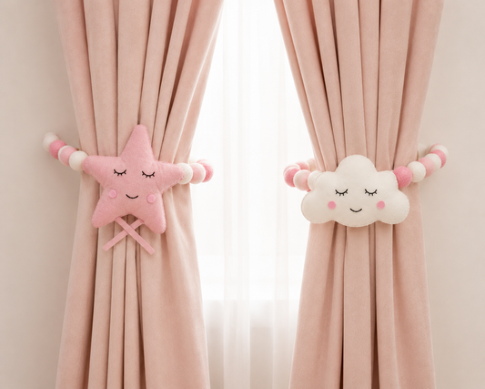 Star & Cloud Curtain Tie Pair
