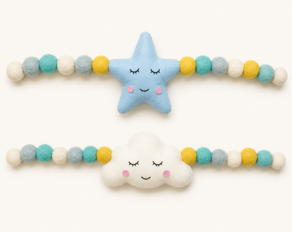Star & Cloud Curtain Tie Pair