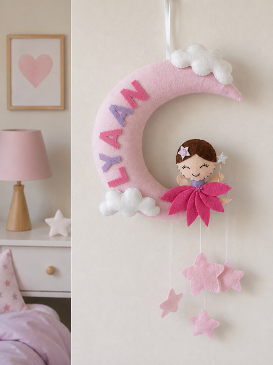 Moonlight Fairy Personalised Wall Hanging
