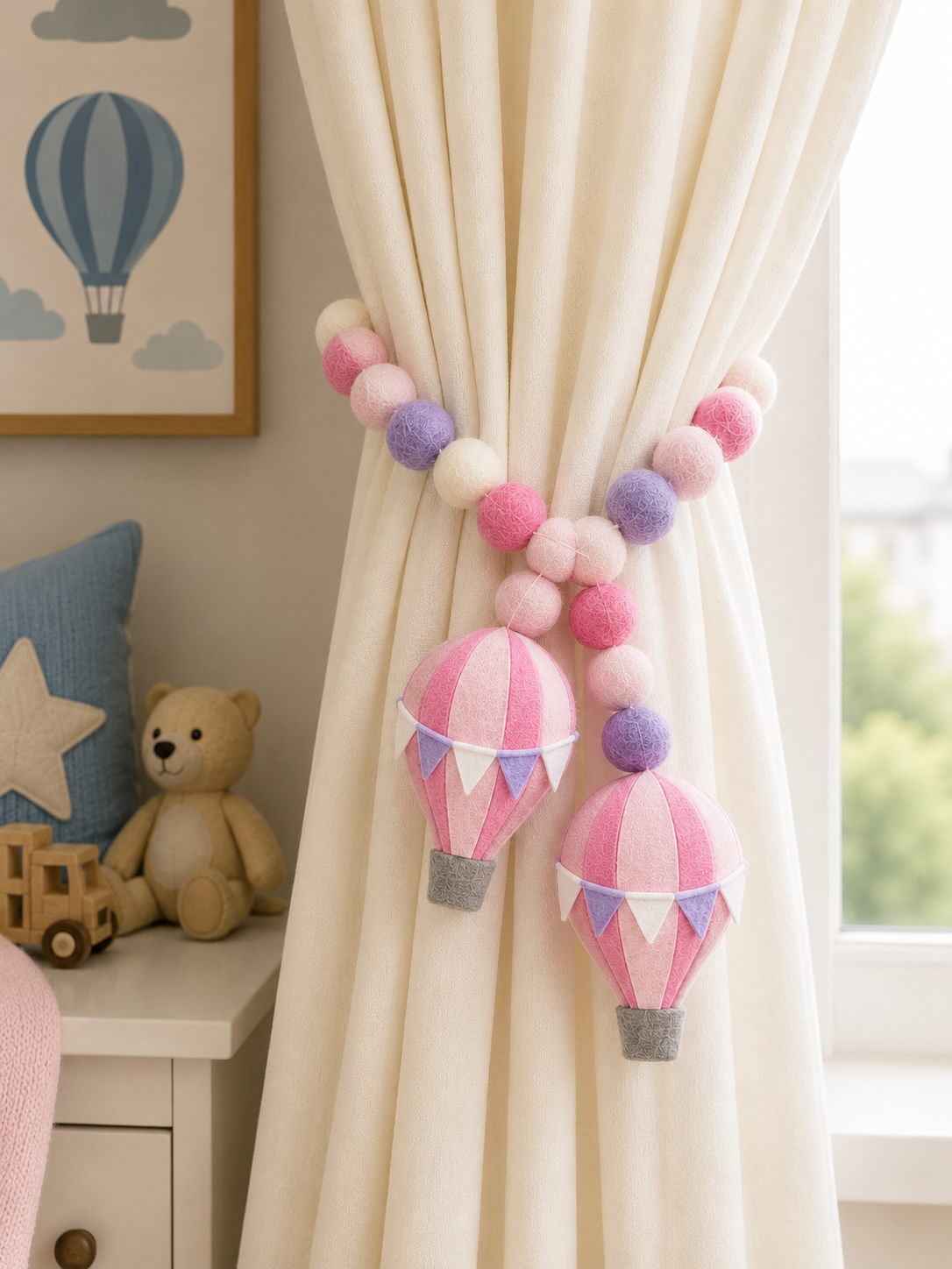 Hot Air Balloon Curtain Tie Pair