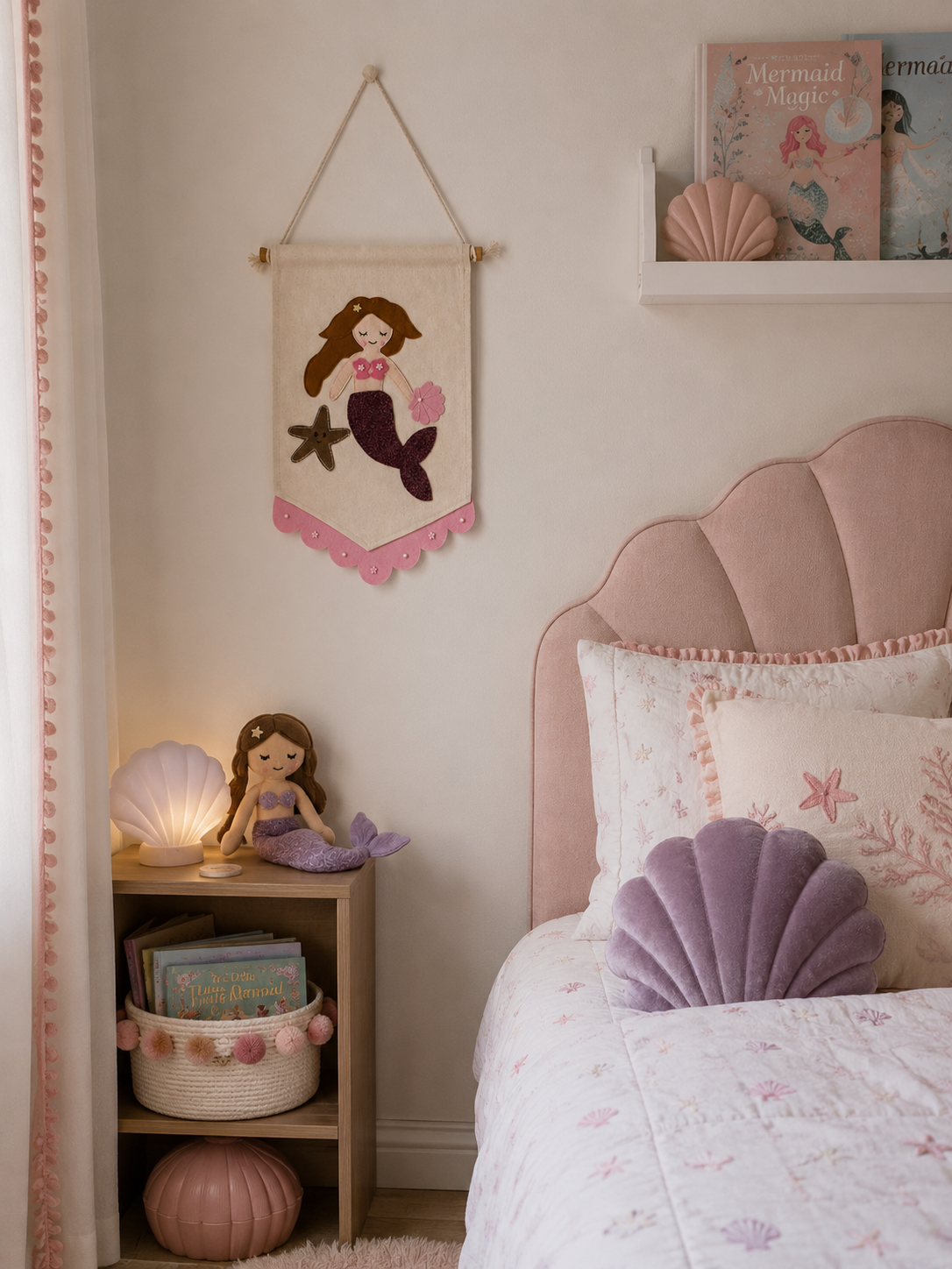 Handcrafted mermaid girls room decor wall hanging