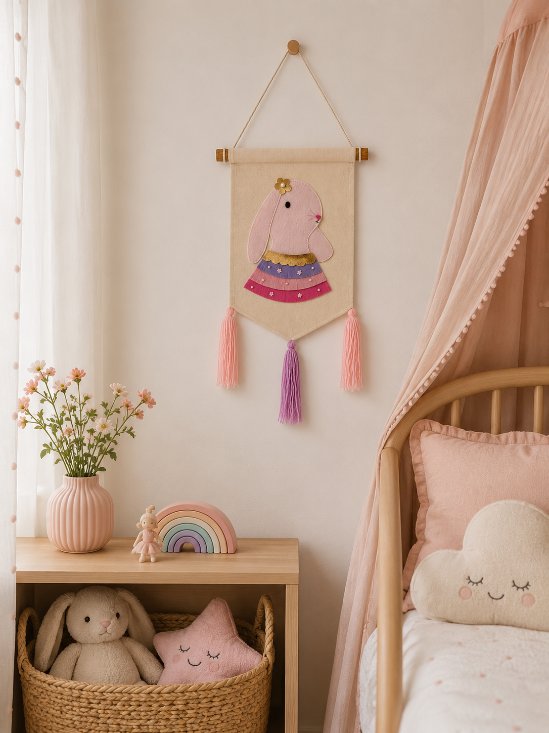 Bunny Wall Hanging Nursery decoration Dubai. Toddler room decoration wall hanging
