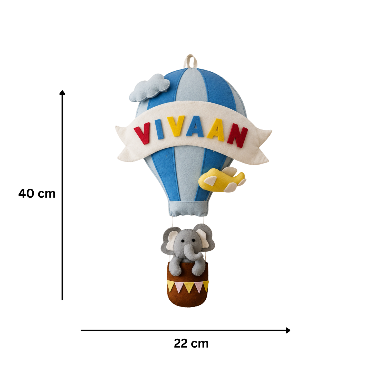 Blue Hot Air Balloon Personalised Wall Hanging