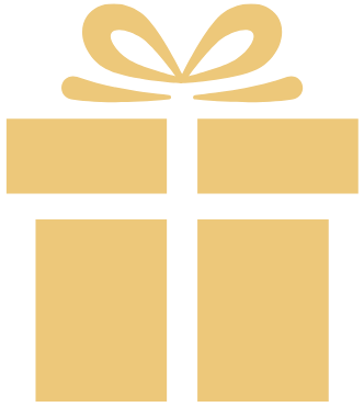 Gold gift box with a bow on a white background