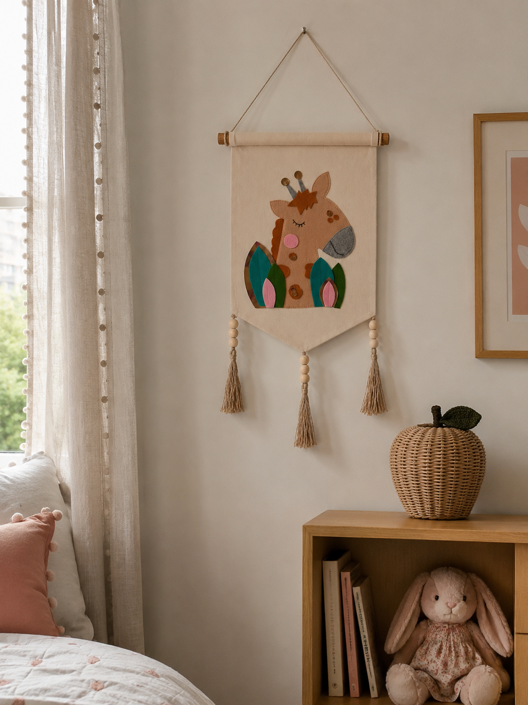 Baby shower giraffe wall hanging pebbles and patches